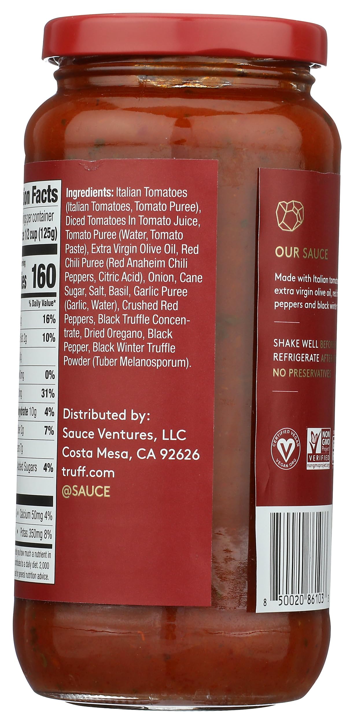 Truff, Pasta Sauce Black Truffle Arrabbiata, 17 Ounce
