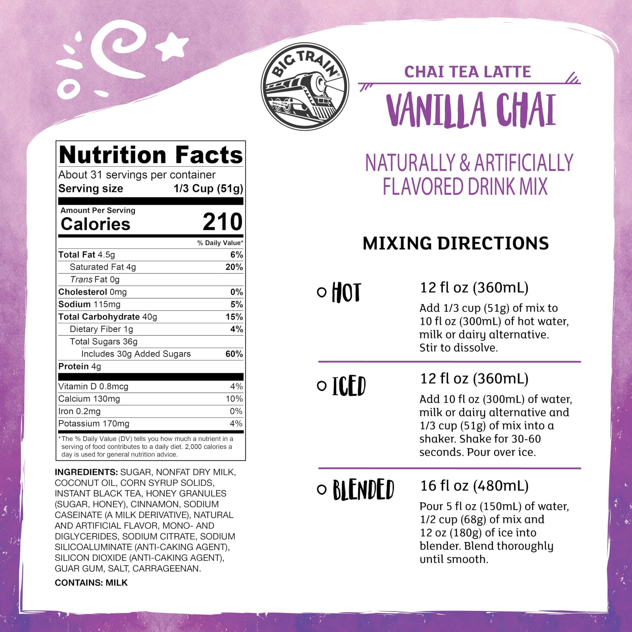 Big Train Vanilla Chai Tea Latte Beverage Mix, 3.5 Pound (Pack of 1)