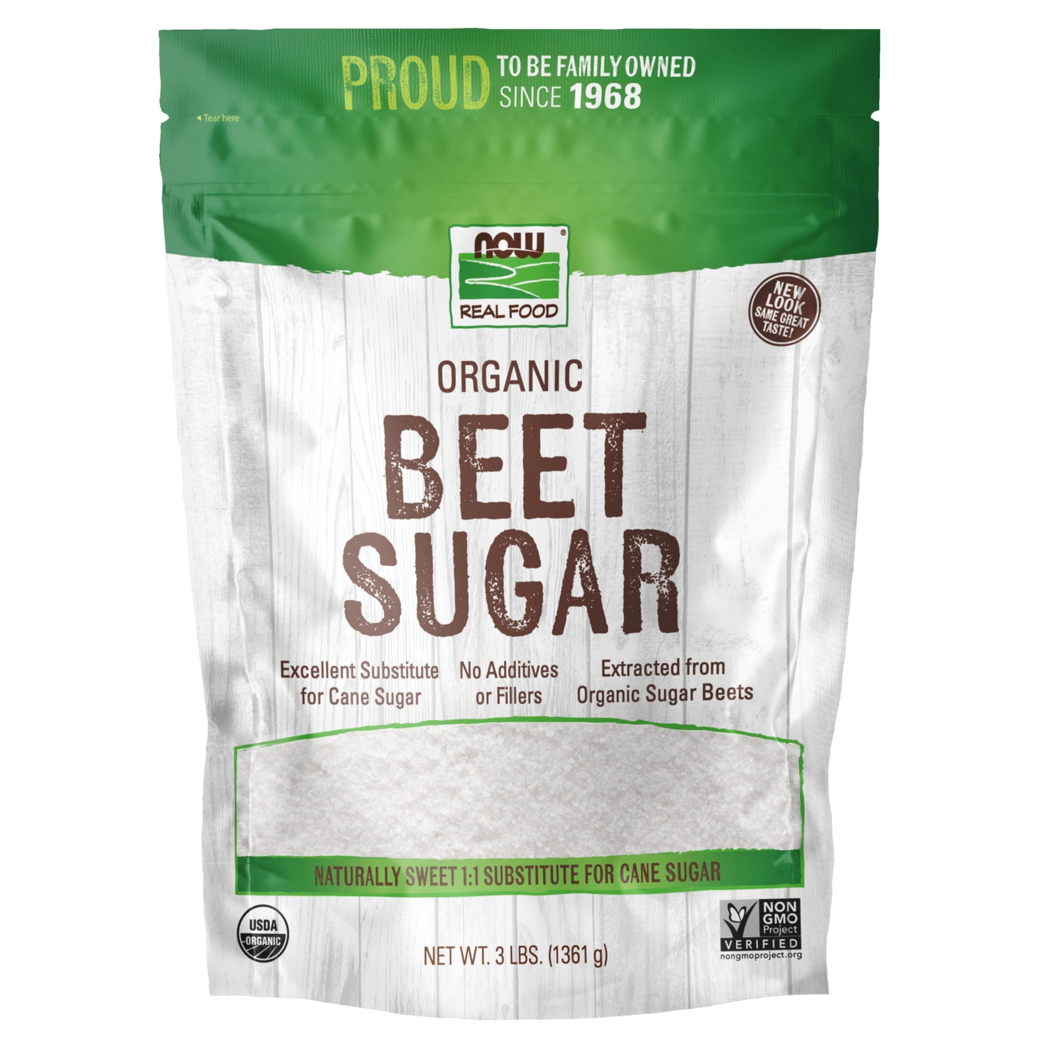 NOW Foods, Certified Organic Beet Sugar, Extracted from Organic Sugar Beets, Excellent Substitute for Cane Sugar, No Additivies or Fillers, Certified