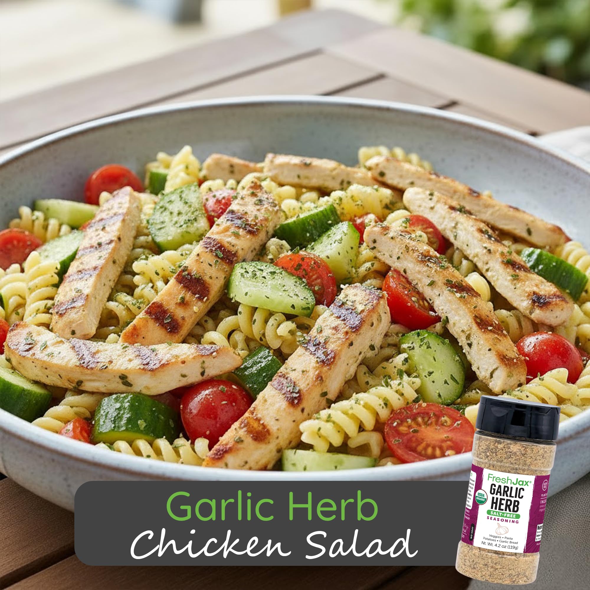 FreshJax Salt-Free Garlic Herb Seasoning (4.2 oz) All-Purpose Garlic Herb Blend. Made in USA, Non-GMO Gluten-Free Gourmet Dry Rub for Pasta, Chicken
