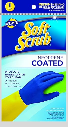 Soft Scrub Neoprene Coated, Reusable Latex Household Glove Medium