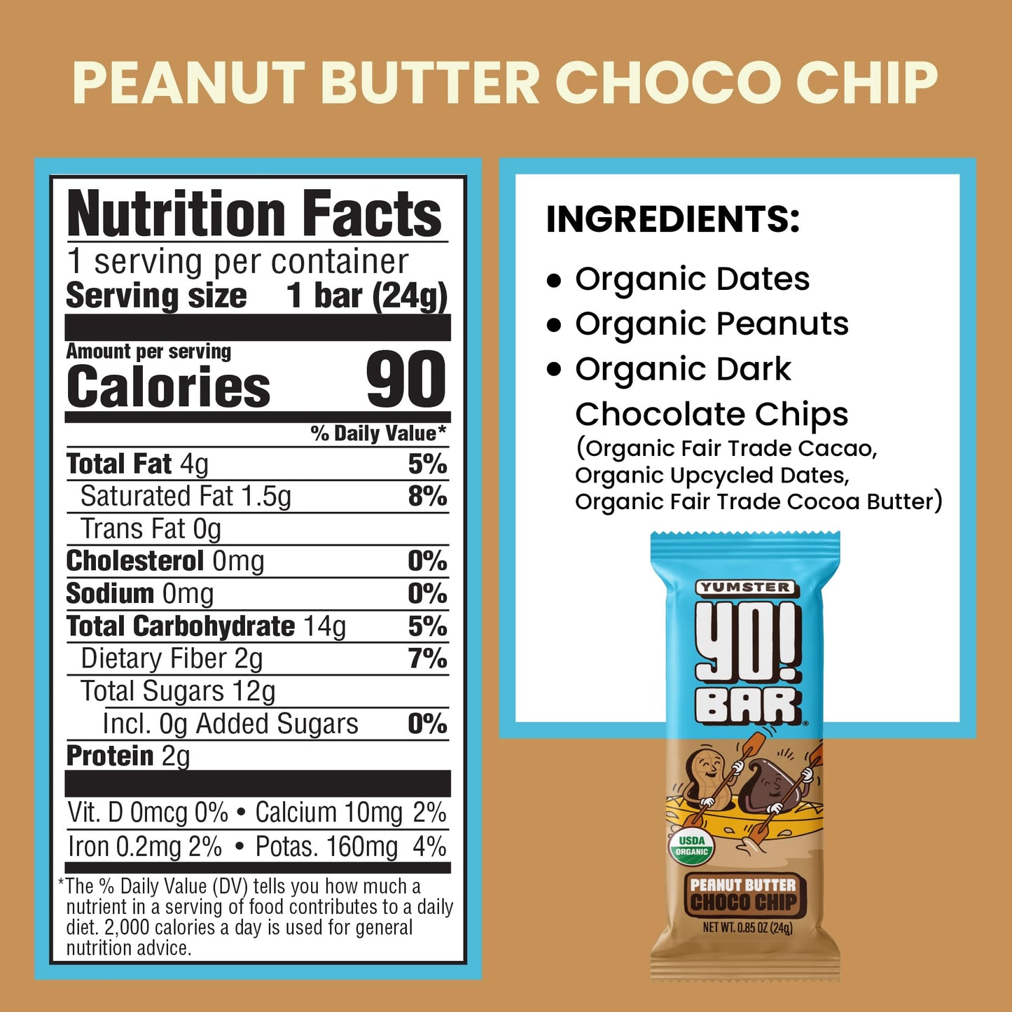 Yo! Bar by Bearded Brothers Vegan Organic Kids Bar, (25 Bars) - Gluten Free, Paleo and Whole 30 | Soy Free, Non-GMO, Low Glycemic, No Sugar Added