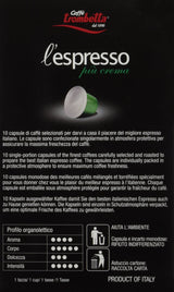 Trombetta 10 Capsules “Piu Crema“ Dark Roast Instant Espresso Coffee - Compatible Nespresso Espresso Coffee Pods