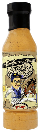 Torchbearer Sauces Smokey Horseradish Sauce 12 FL Oz, Heat level 3 - Spicy Horseradish, Garlic and Chipotle Smokiness - All Natural, Extract-Free
