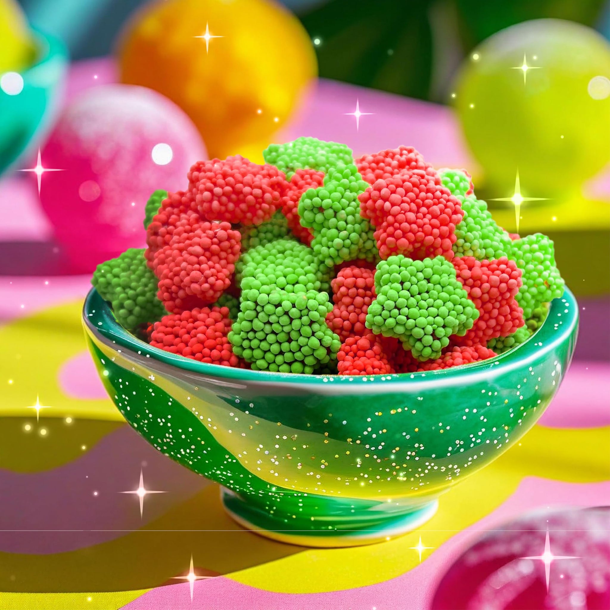 Crunchy Gummy Candy - 1.5 Pound Bag - Sour Chewy Gummy Star Candy with Crispy Shell - Space Candies in Strawberry and Green Apple Flavors by Cosmo