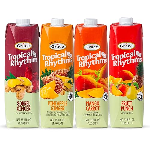 Grace Tropical Rhythms Juice 1 Liter (33.8oz) (Assorted Flavors (4 Pack))