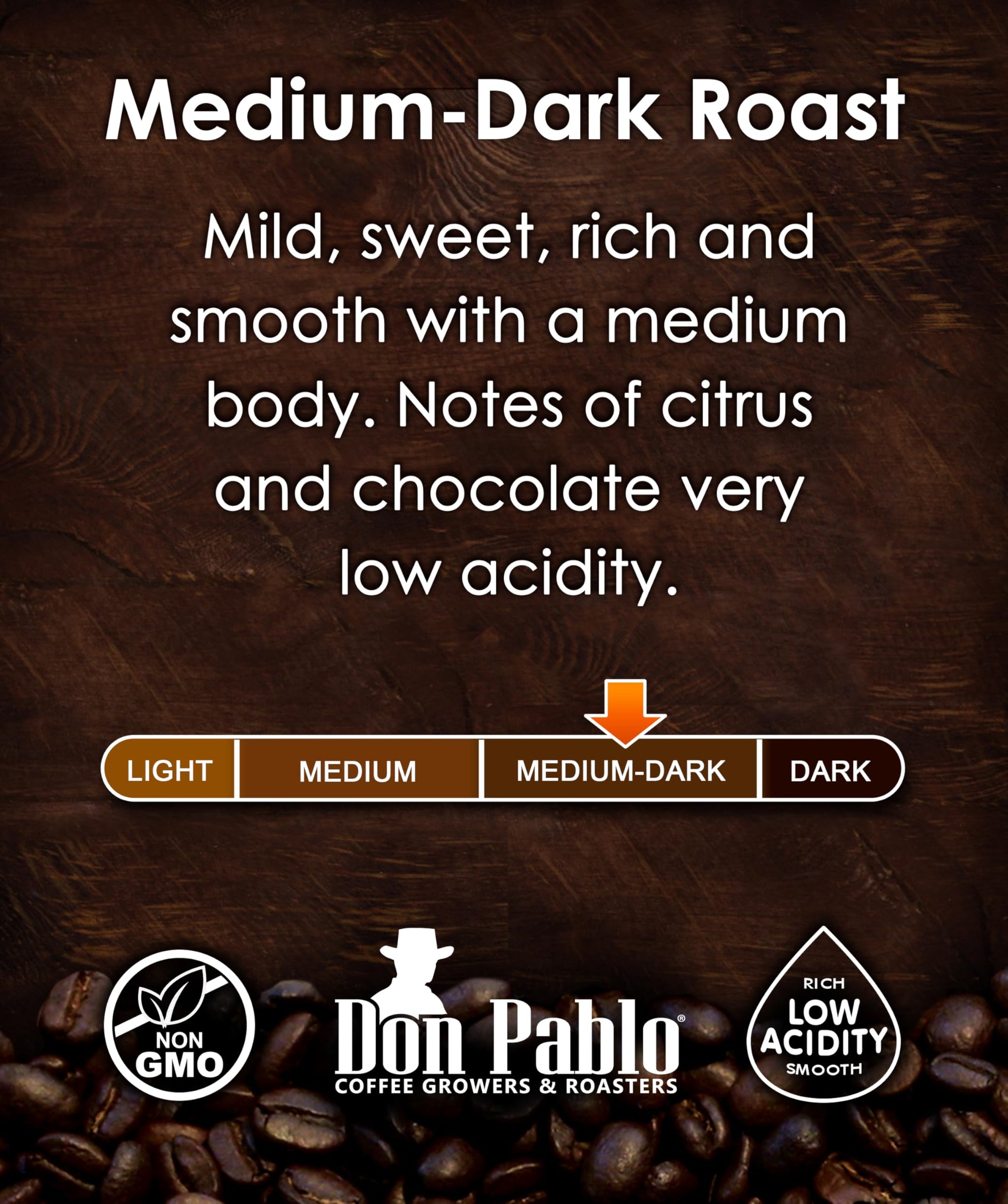 Don Pablo Colombian Supremo - Medium-Dark Roast - Whole Bean Coffee - Low Acidity