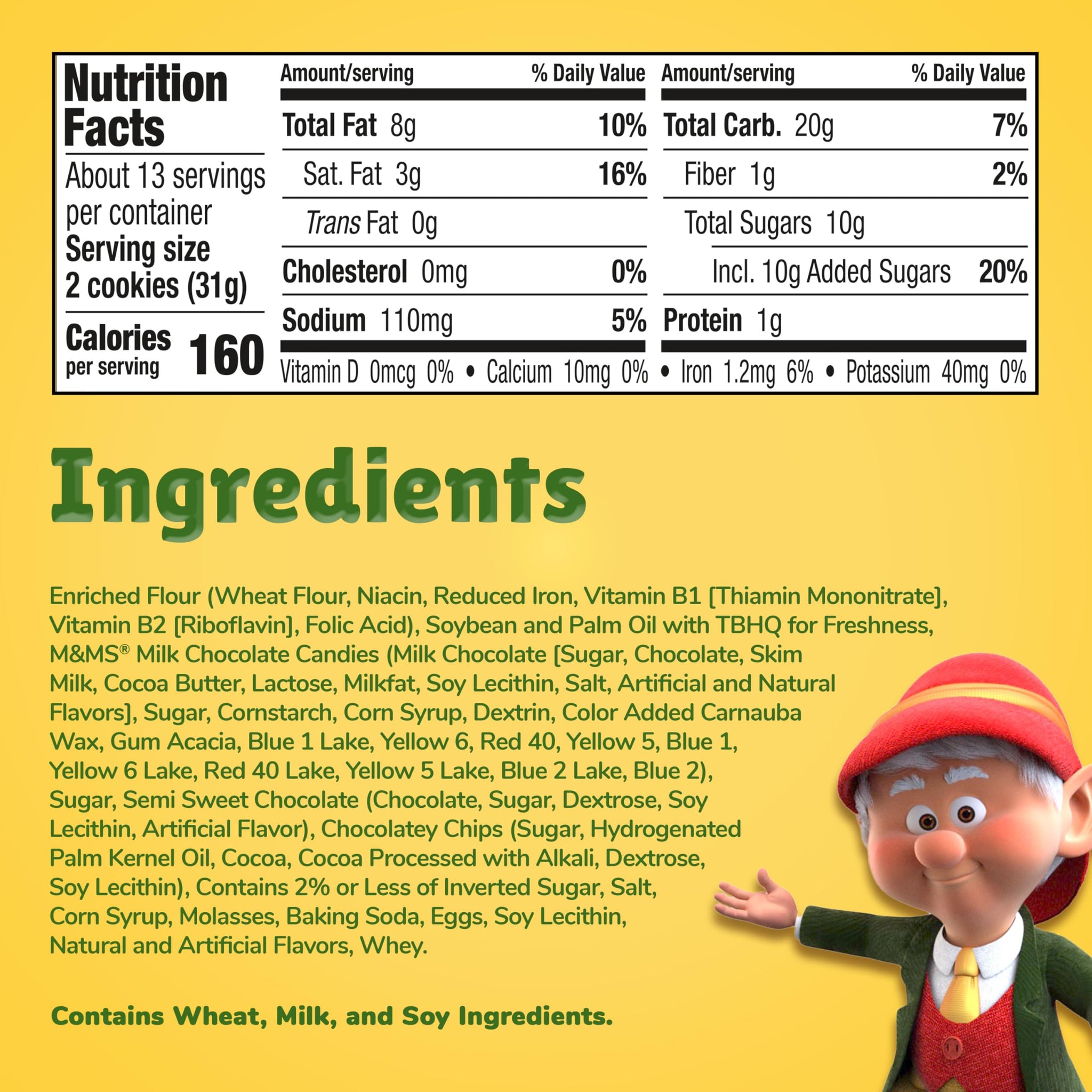 Keebler Chips Deluxe Cookies Made with M&M’s, Chocolate Chip Cookies Made with M&M’s, Family Size, 14.6 oz