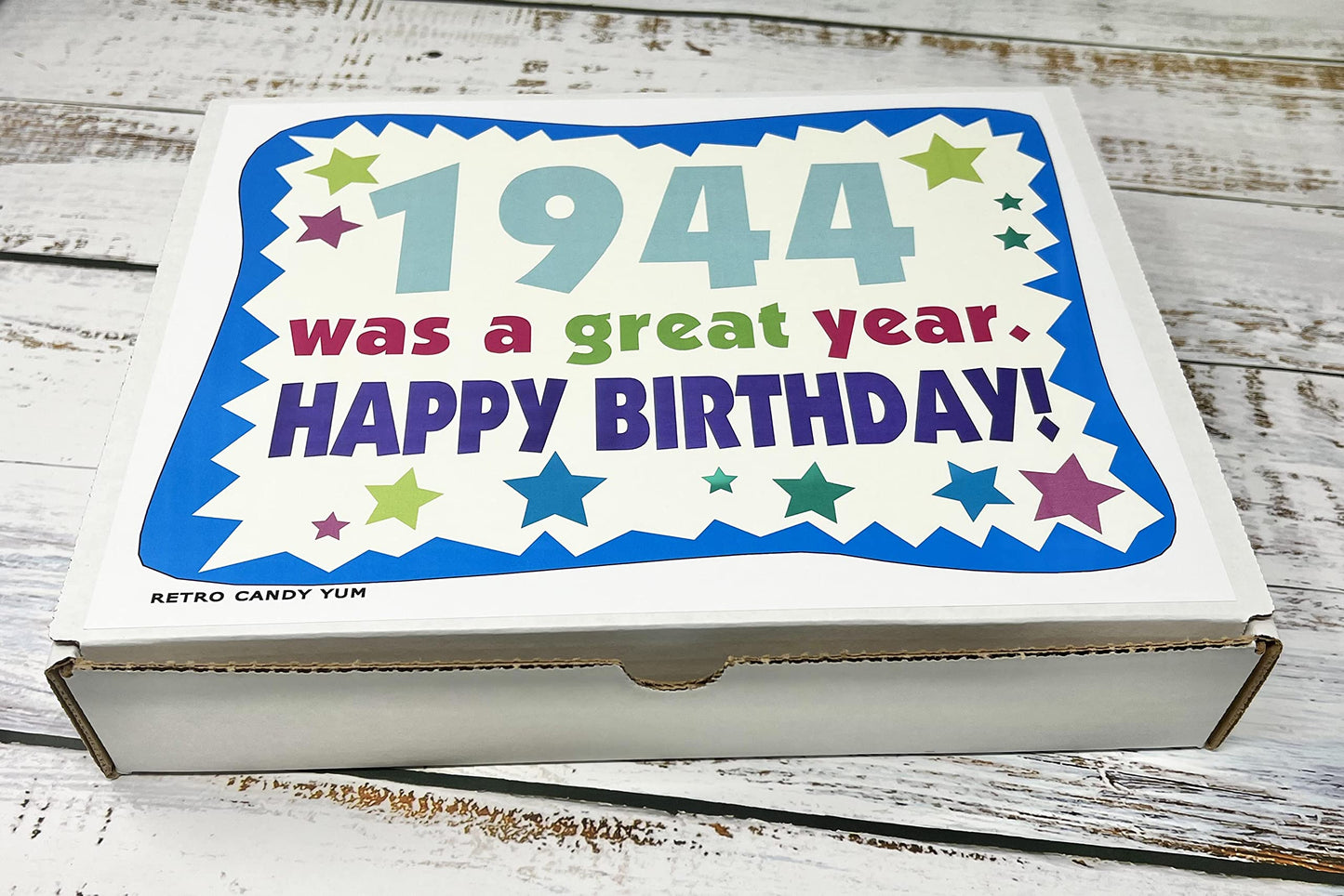 RETRO CANDY YUM ~ 1944 82nd Birthday Gift Box of Nostalgic Candy from Childhood for 82 Year Old Man or Woman Born 1944