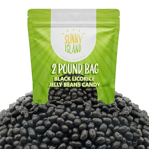 Black Licorice Jelly Beans | 2-Pound Bag | Classic Licorice Flavor | Black Jelly Beans for Holiday Buffets, Gift Baskets, Dessert Decorating
