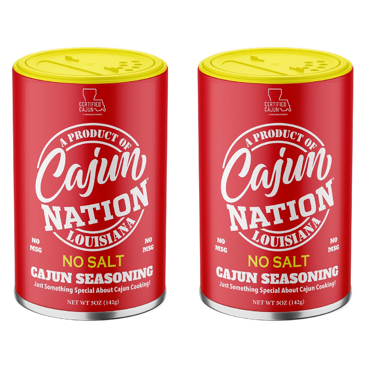 Cajun Nation NO SALT Cajun Seasoning 5 oz - Gluten Free, No MSG- Louisiana Spicy Cajun Seasoning for Turkey, Jambalaya, Gumbo, Seafood & More, 2-Pack
