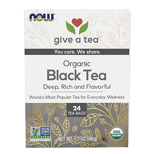 NOW Foods, Give a Tea™ Organic Black Tea, Robust, Rich Flavor with Naturally Occurring Caffeine, 24-Count