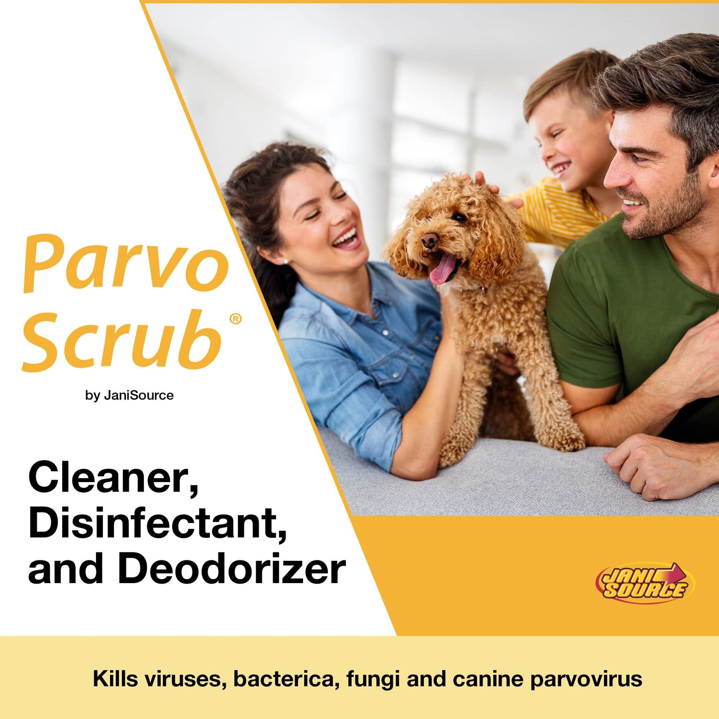 Jani-Source ParvoScrub Vet Grade Disinfectant & Kennel Cleaner 1 Step Deodorizer Concentrate, 4 Gallons