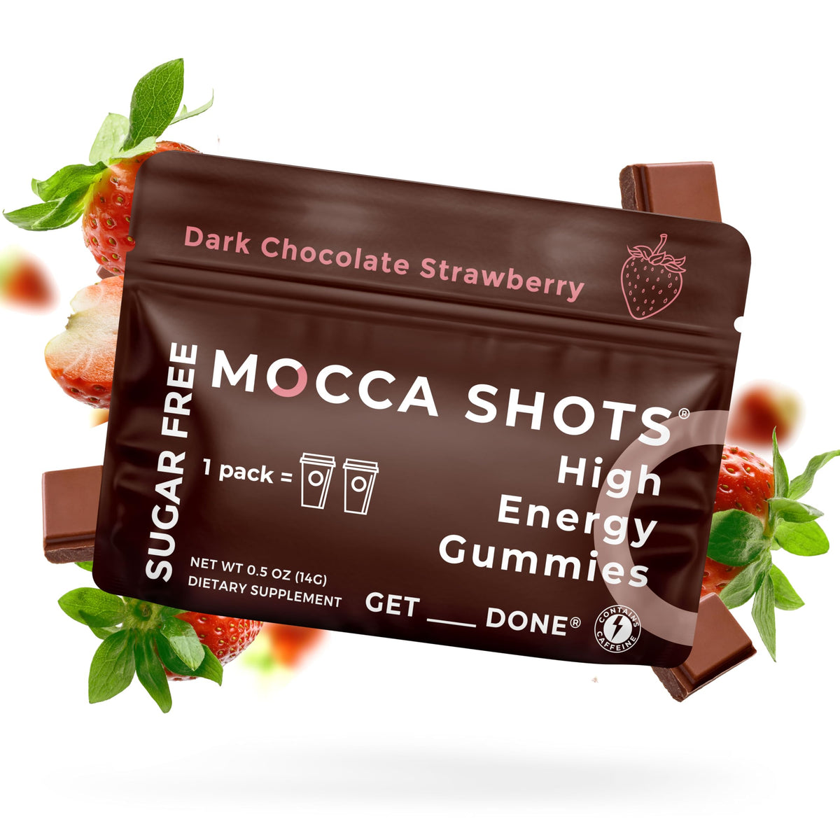 Mocca Shots High Energy Gummies- Dark Chocolate Strawberry 0.5oz