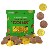 St. Patrick's Day Milk Chocolate Gold Coins 25 Coins, Shamrock & Leprechaun Themed Coins, Parties, Events and Celebrations, Perfect for Gift Bags