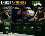 MR ROS Caffeine Gum - Energy Chewing Gum, 130 mg Caffeine per Piece, Fast Acting Energy & Focus, Sugar Free, Peppermint Flavor, 60 Pieces