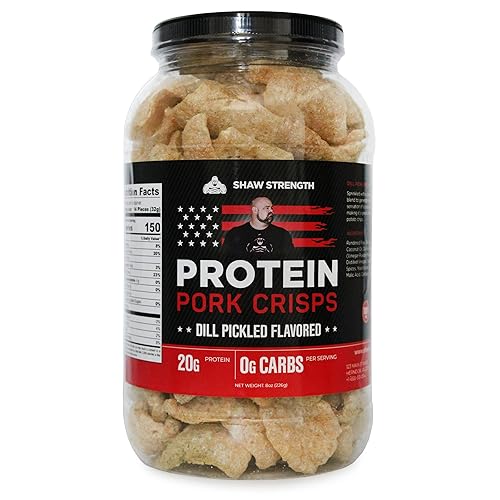 Ol' Uncle Porkers Shaw Strength Protein Pork Rinds (Dill Pickle, 8Oz) Developed for World’s Strongest Man Brian Shaw, Keto-Friendly, High Protein, No