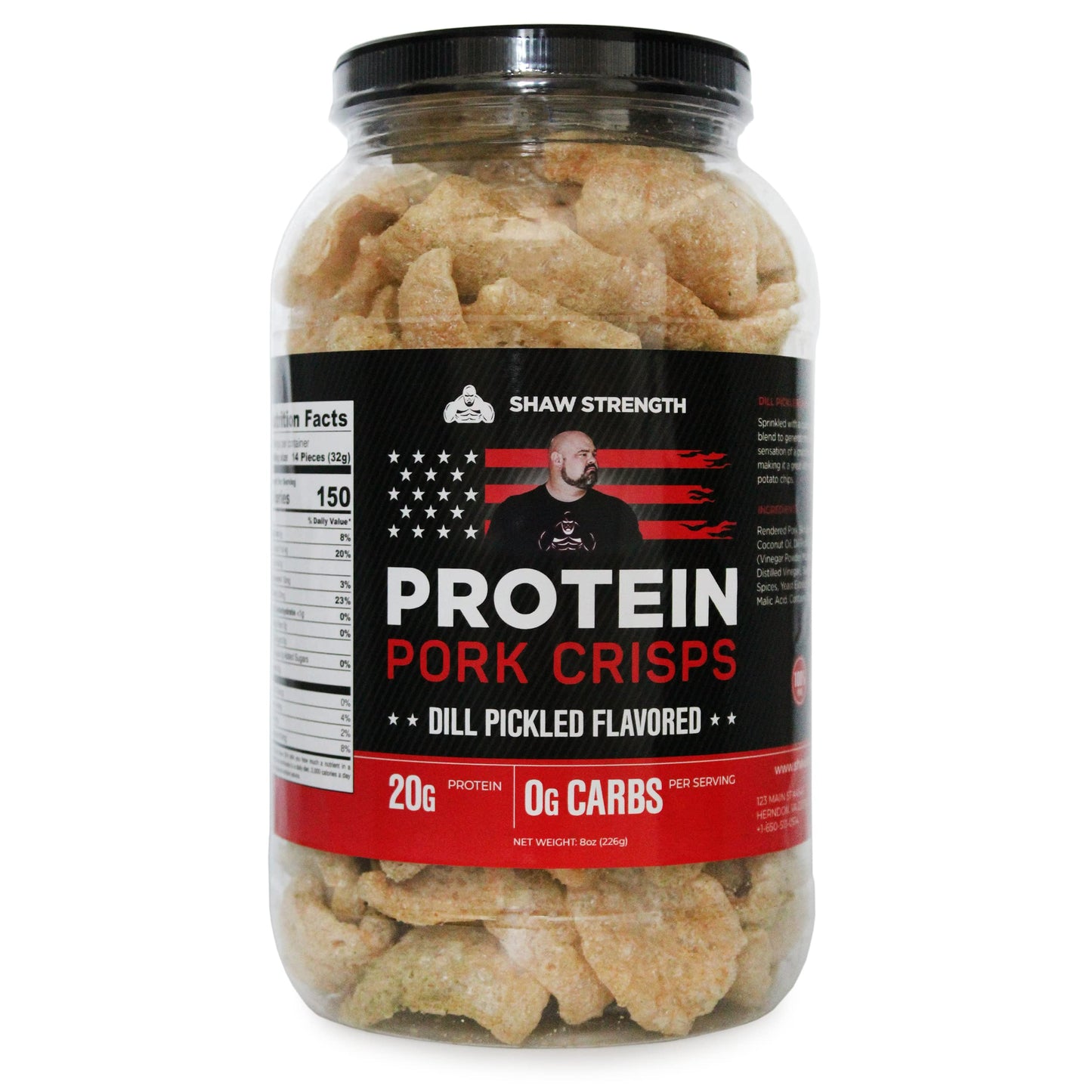 Ol' Uncle Porkers Shaw Strength Protein Pork Rinds (Dill Pickle, 8Oz) Developed for World’s Strongest Man Brian Shaw, Keto-Friendly, High Protein, No