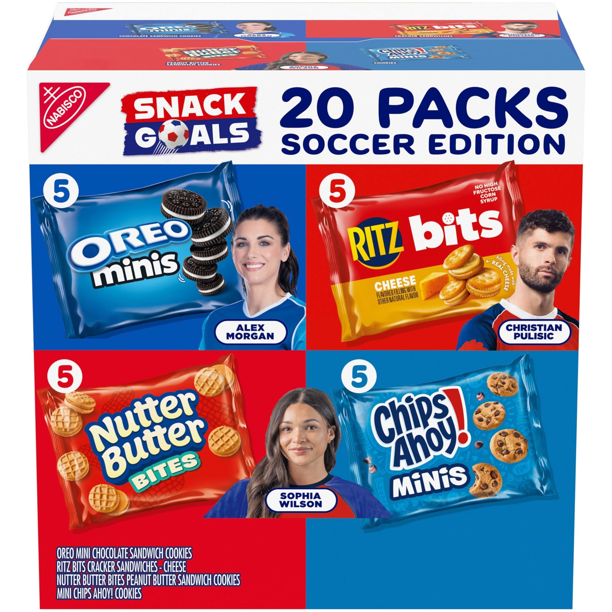 Nabisco, Classic Mix Variety Pack, Oreo Mini, Chips Ahoy! Mini, Nutter Butter Bites, Ritz Bits Cheese, 20 Snack Packs
