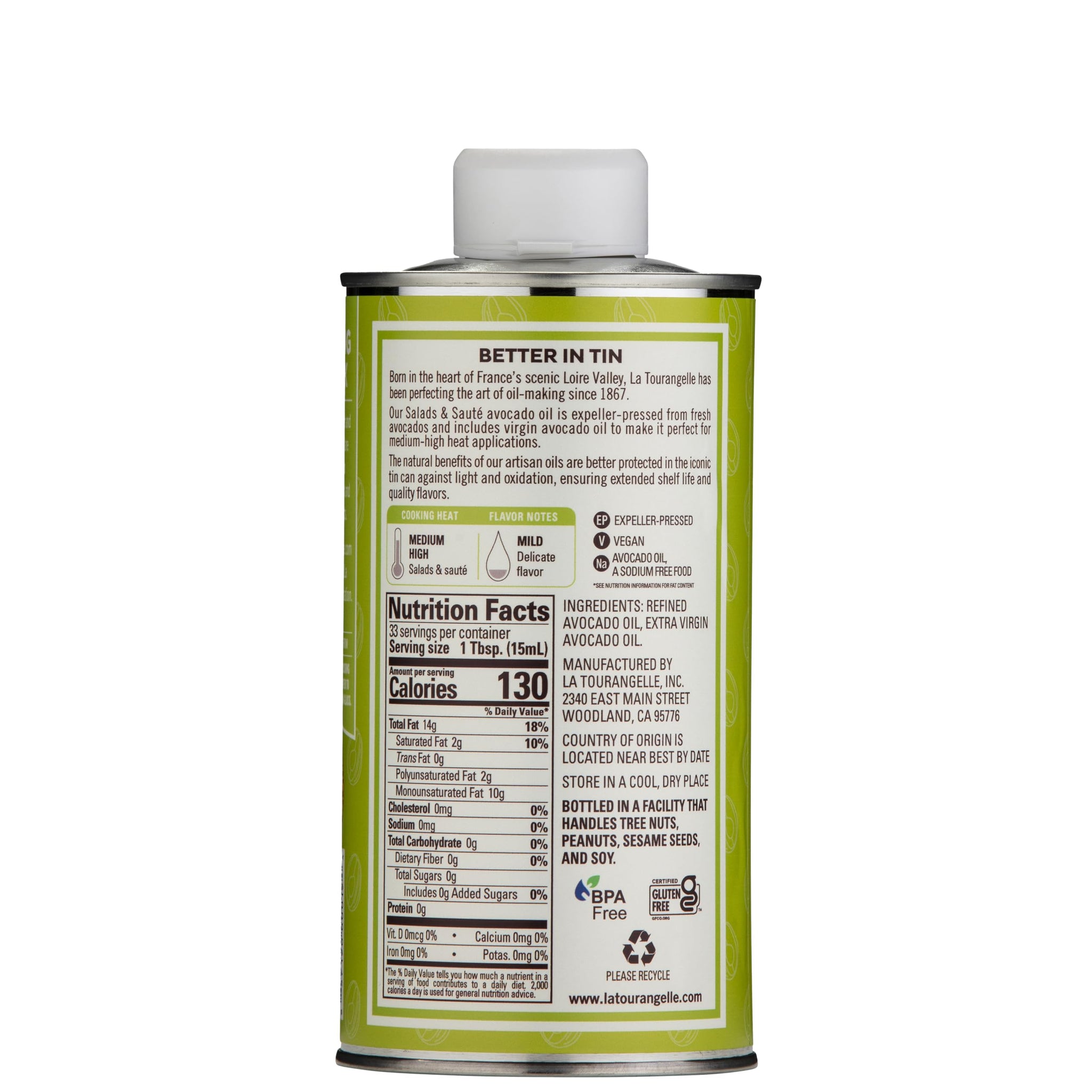 La Tourangelle Avocado Oil 16.9 Fl Oz, All-Natural, Artisanal, Great for Salads, Fruit, Fish or Vegetables, Buttery Flavor