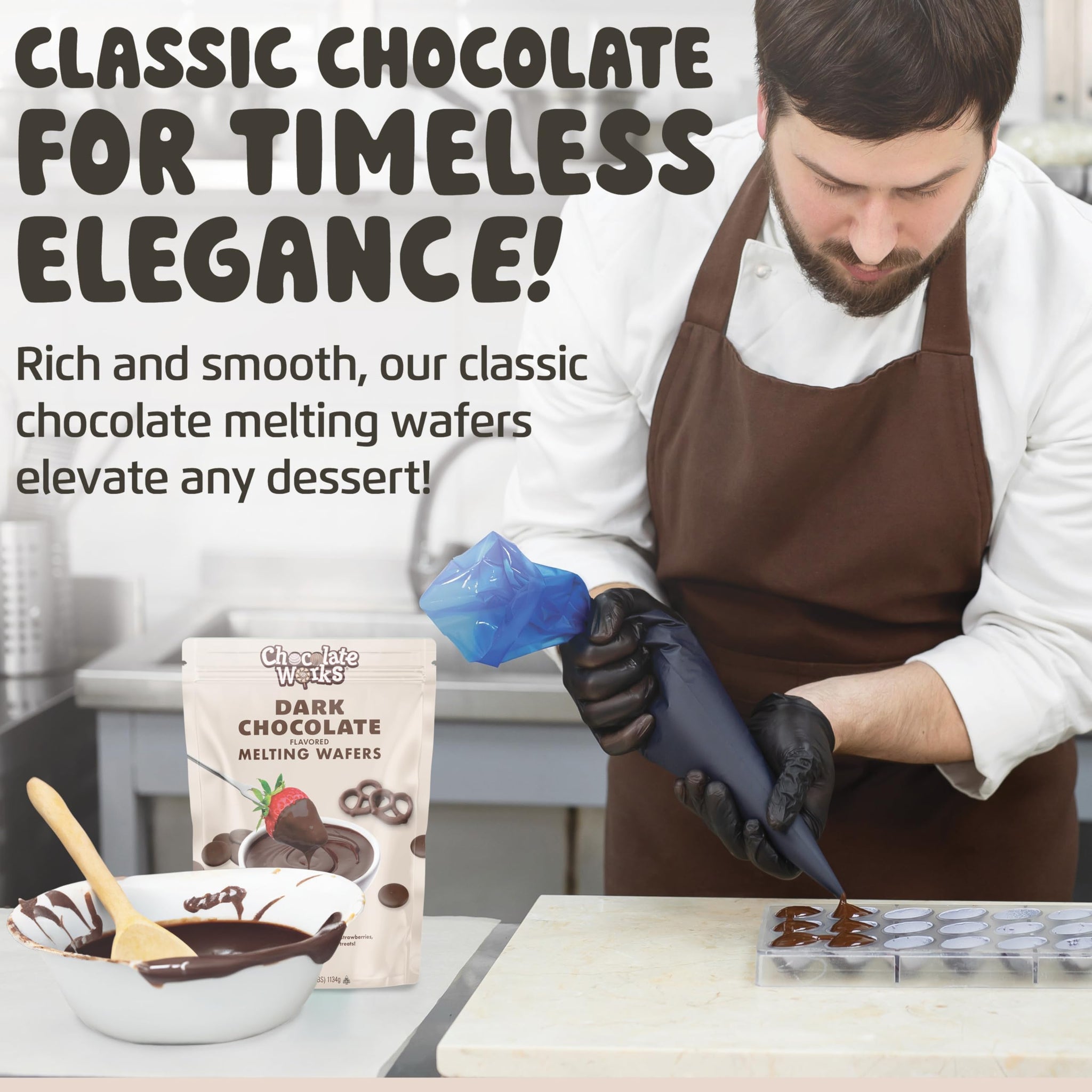 Chocolate Works Dark Chocolate Melting Chocolate Wafers, 2.5lb (Pack of 1)