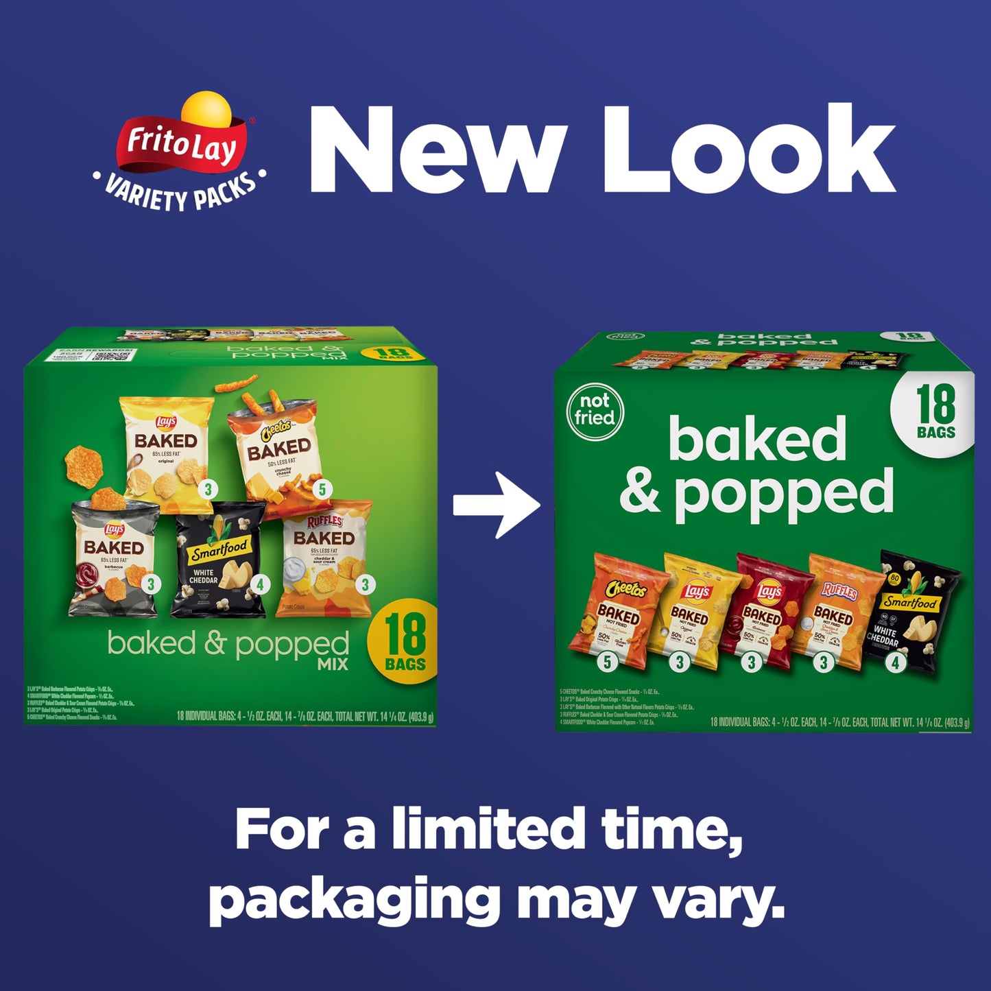 Frito-Lay Baked & Popped Mix Variety Pack, (18 Pack)