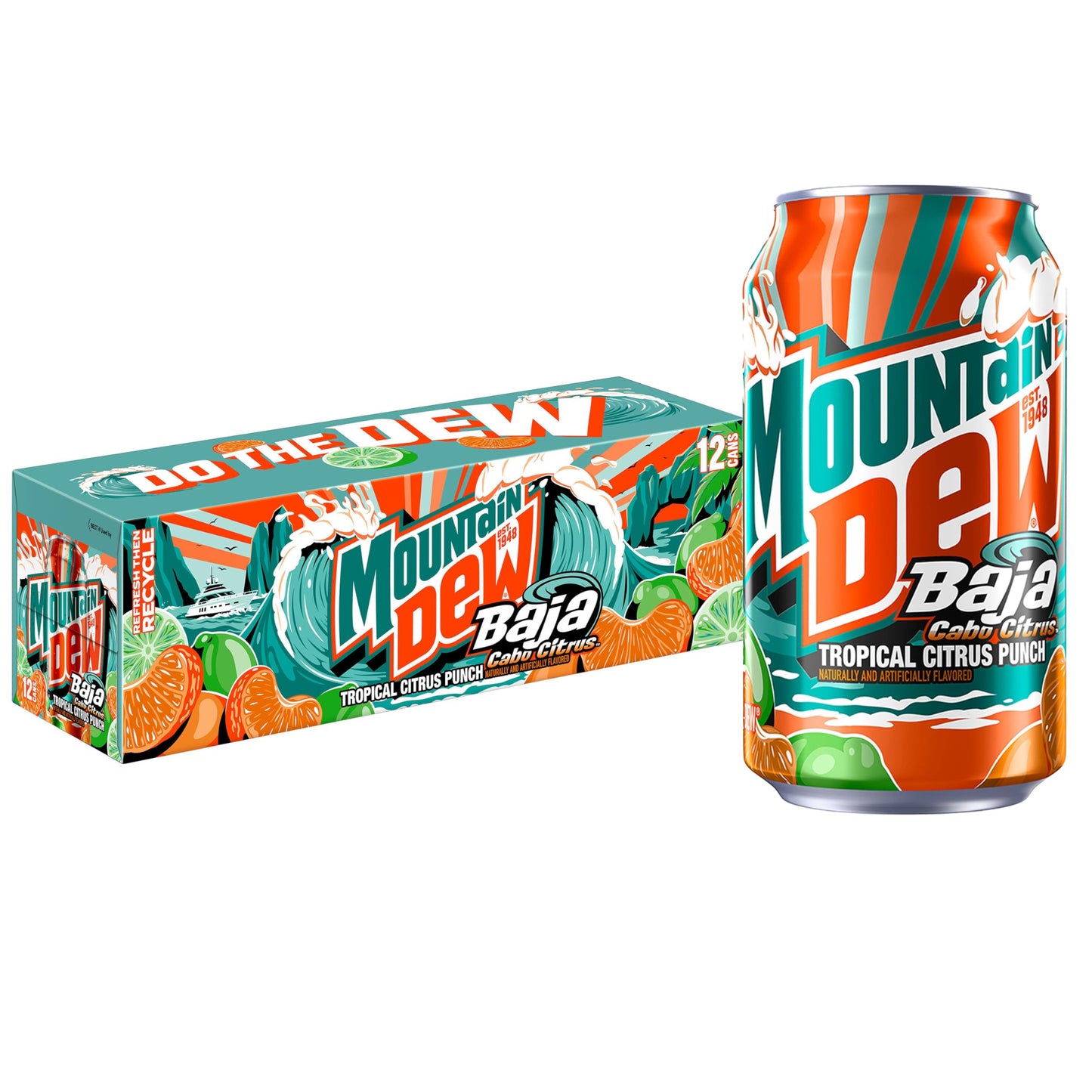 Mountain Dew, Baja Cabo Citrus12 Fl Oz Cans (Pack of 12)