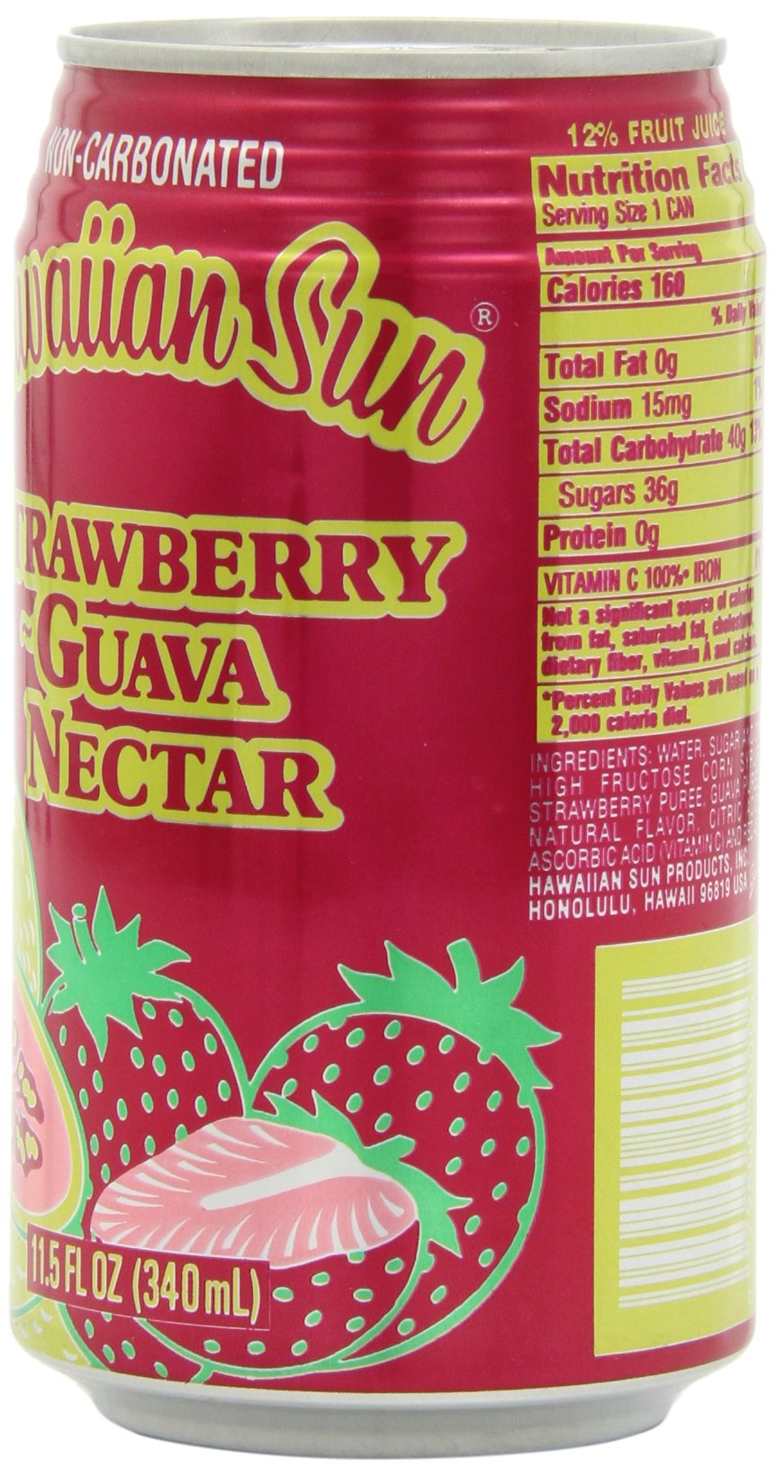 Hawaiian Sun Nectar, Strawberry-Guava, 11.5-Ounce (Pack of 24)