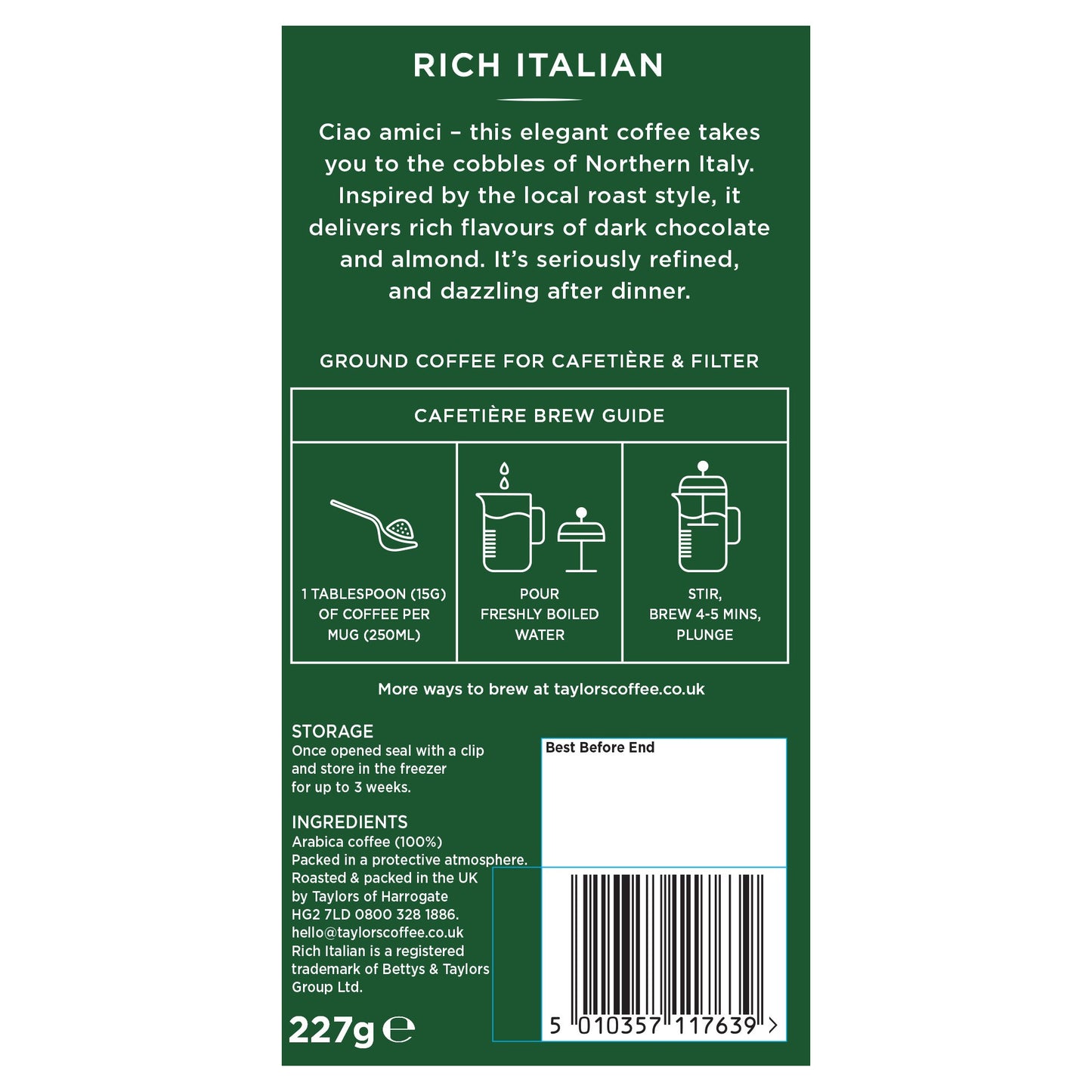 Taylors of Harrogate - Rich Italian Coffee - 227g (Case of 6)