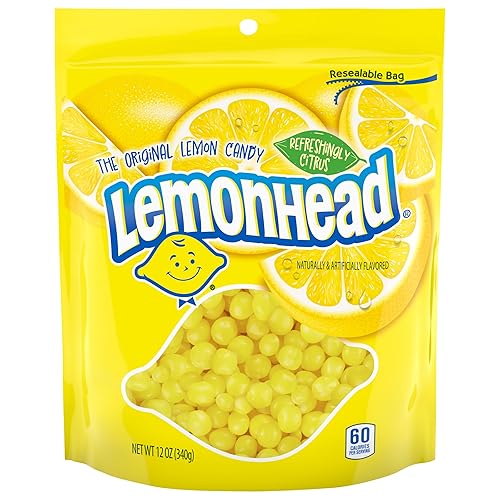 Lemonhead Hard Lemon Candy, Refreshingly Citrus, Resealable Bag, 12 oz