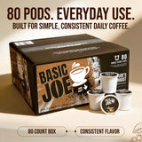 Basic Joe Dark Roast Coffee Pods - 80 Count | Bold Single Serve K-Cup Compatible Pods | 100% Arabica | Strong Morning Coffee | Made in USA