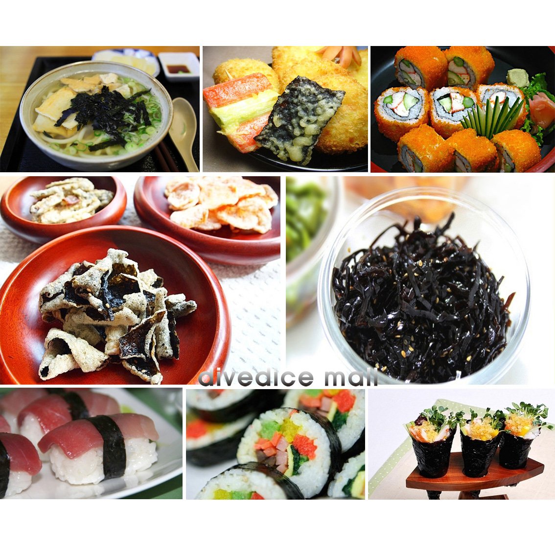 100 Sheets (6.7oz) Dried Kelp Seaweed Nori Raw Unseasoned Snack Sushi
