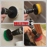 Drill Brush Attachment Power Scrubber Brush Set - 4in 4 Piece Soft, Medium and Stiff Power Scrubbing Brushes Drill Attachment - Spin Brushes