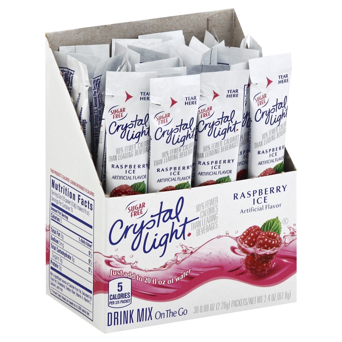 Crystal Light On-The-Go Drink Mix, Raspberry Ice (Pack of 90)