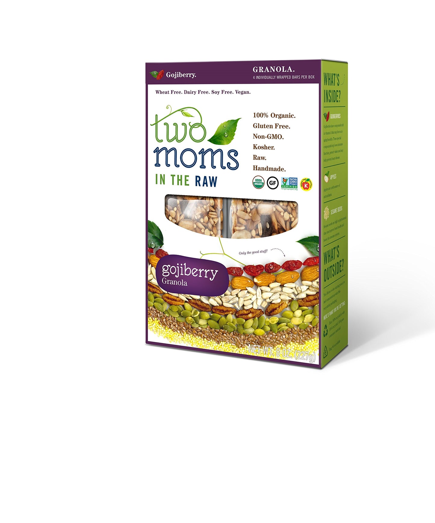 Two Moms Organic Granola Bars, Gojiberry, 8 Ounce