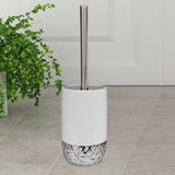 nu steel Bali White Round Shape Resin Toilet Brush Holder for Bathroom Whiter Color Finish Comes with a Complete Plastic Liner Inside to Prevent