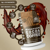 Organic Mushroom Cocoa Coffee - Increases Focus & Energy for Health-Conscious Drinkers - Mocha Buzz, Laxative Free - 30 Packets
