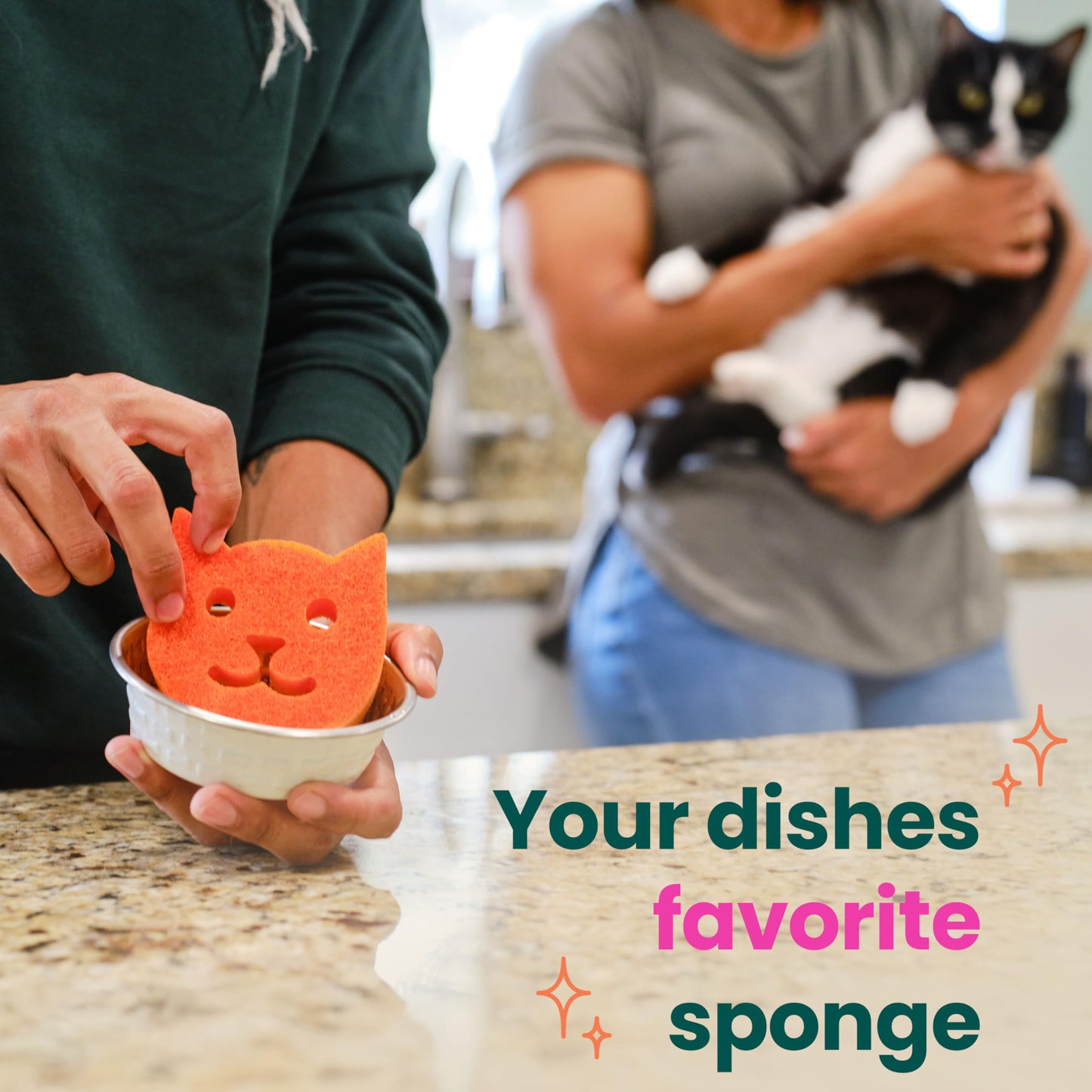 Scotch-Brite Purrfectly Clean Non-Scratch Scrub Sponge, Two- Sided, Limited Edition, 1 Sponge