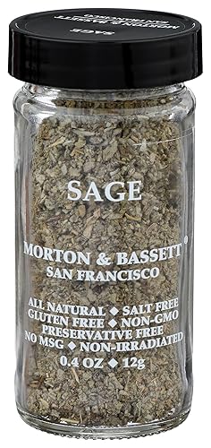 Morton & Bassett Sage, 0.4 oz - Non-GMO, Salt-Free, Aromatic Herb for Stuffing, Roasts & Holiday Dishes