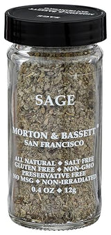 Morton & Bassett Sage, 0.4 oz - Non-GMO, Salt-Free, Aromatic Herb for Stuffing, Roasts & Holiday Dishes