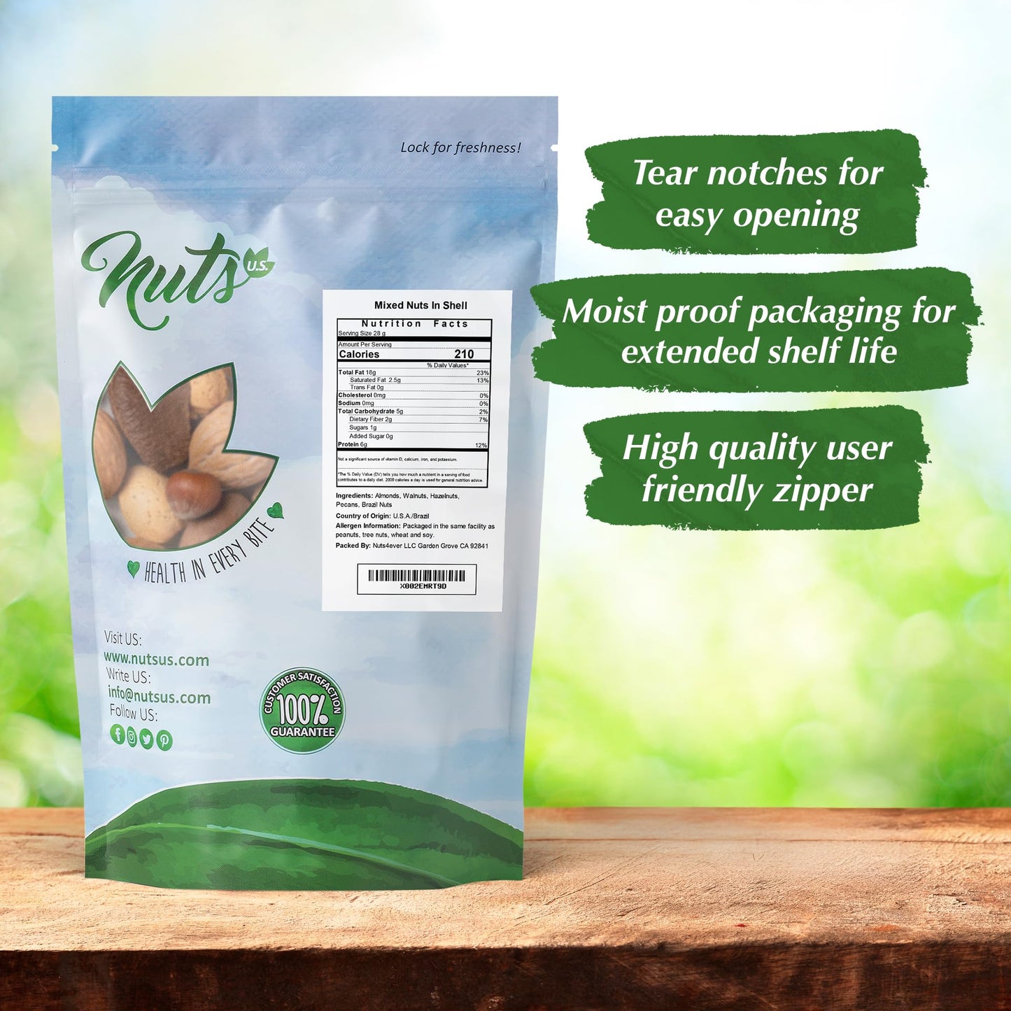 NUTS U.S. - Mixed Nuts In Shell (Almonds, Walnuts, Hazelnuts, Pecans) | No Added Colors and No Artificial Flavors | Fresh Buttery Taste and Raw