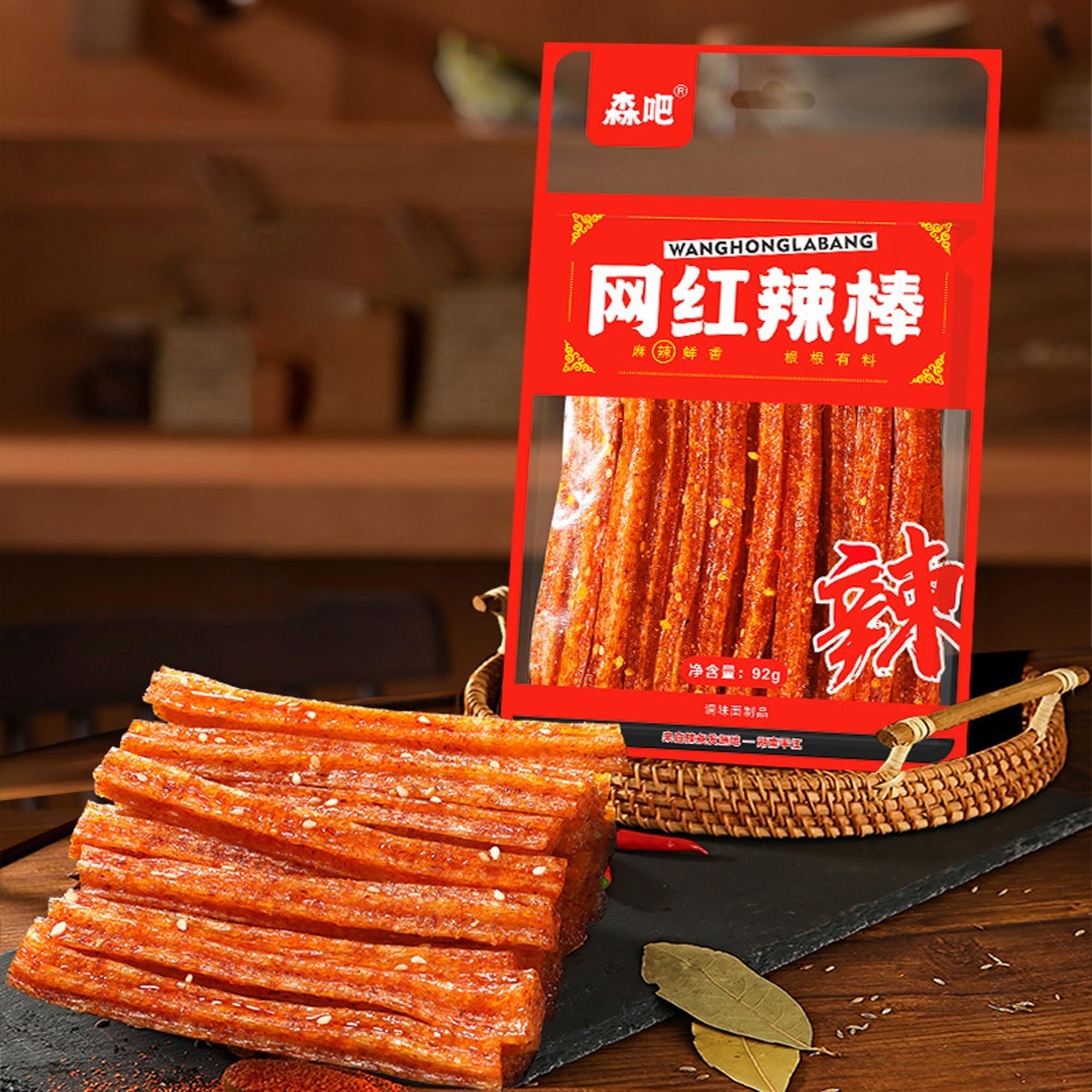 Spicy Strips,Latiao,4 Packs Chinese Spicy Sticks,Classic Piquancy Daily Party Latiao Delicious Snack-3.2Oz Per Pack