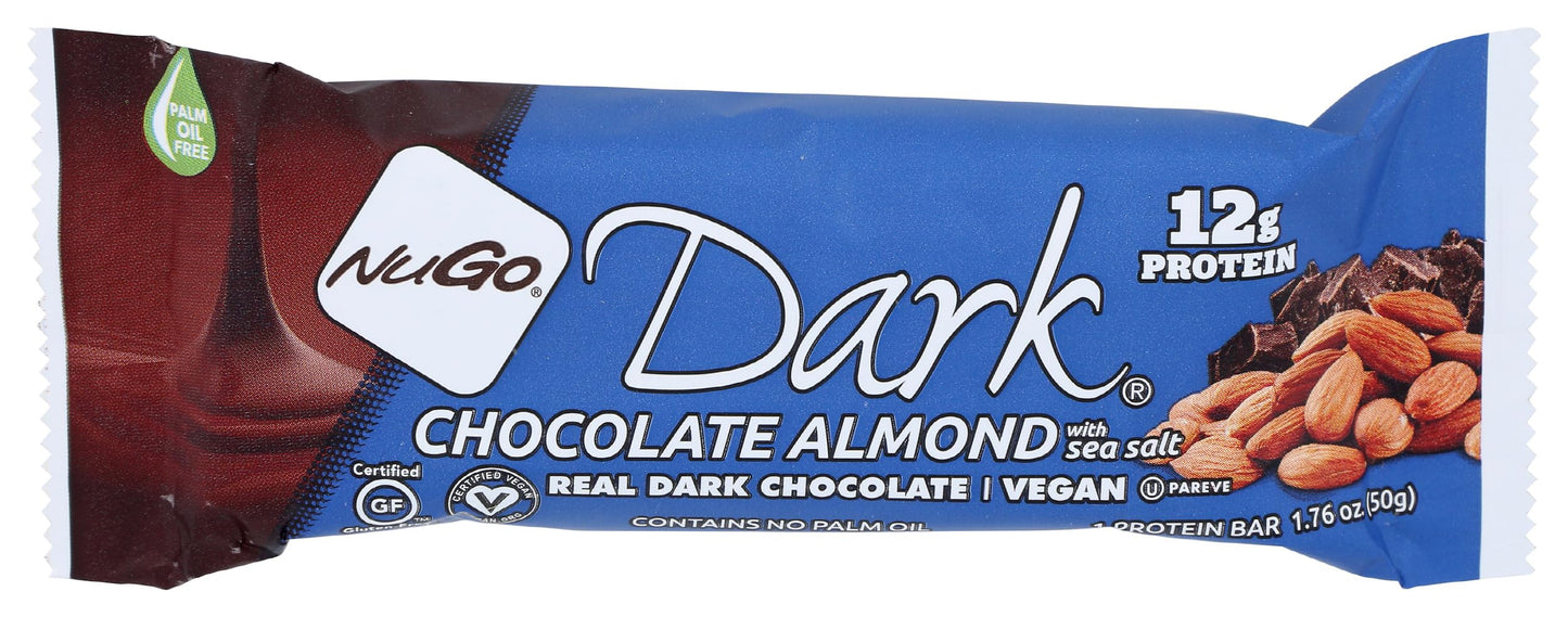 NuGo Dark Chocolate Almond With Sea Salt, 12g Protein Bar, Vegan, Gluten Free, Non-GMO, Kosher Pareve 1.76 oz