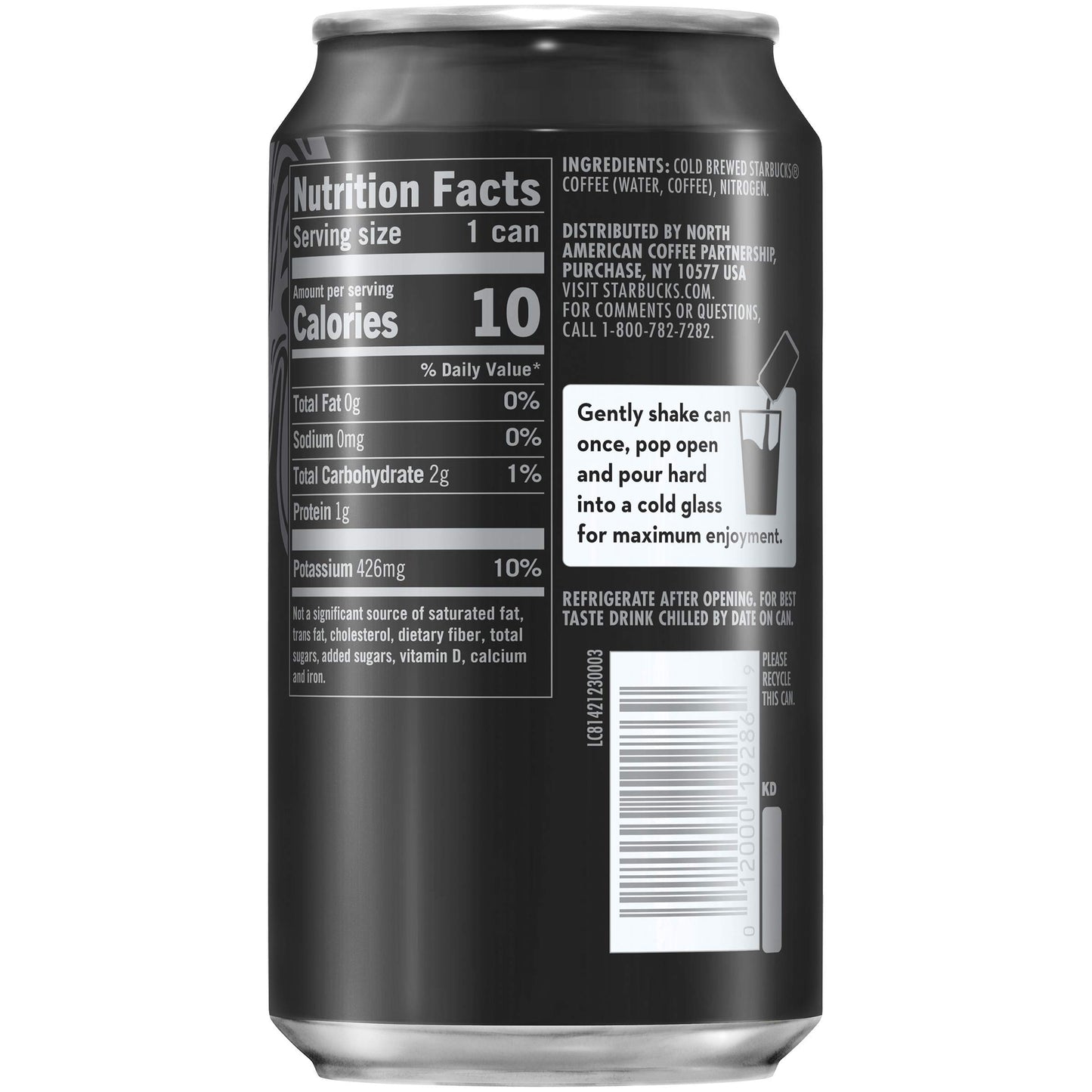 Starbucks Nitro Cold Brew Coffee, Black Unsweetened, 9.6oz Can