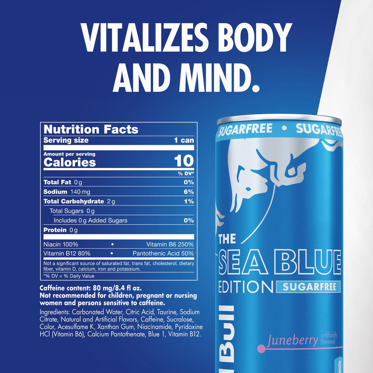 Red Bull Sugarfree Energy Drink, Juneberry, Sea Blue Edition