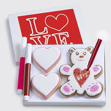 Valentines Day Cookies Gift Basket Decorating Kit With Edible Markers, Gourmet Food Gifts Set, Unique Fun Treat For Kids Valentines Gifts, 3 Count