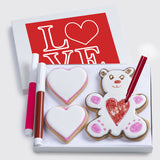 Valentines Day Cookies Gift Basket Decorating Kit With Edible Markers, Gourmet Food Gifts Set, Unique Fun Treat For Kids Valentines Gifts, 3 Count