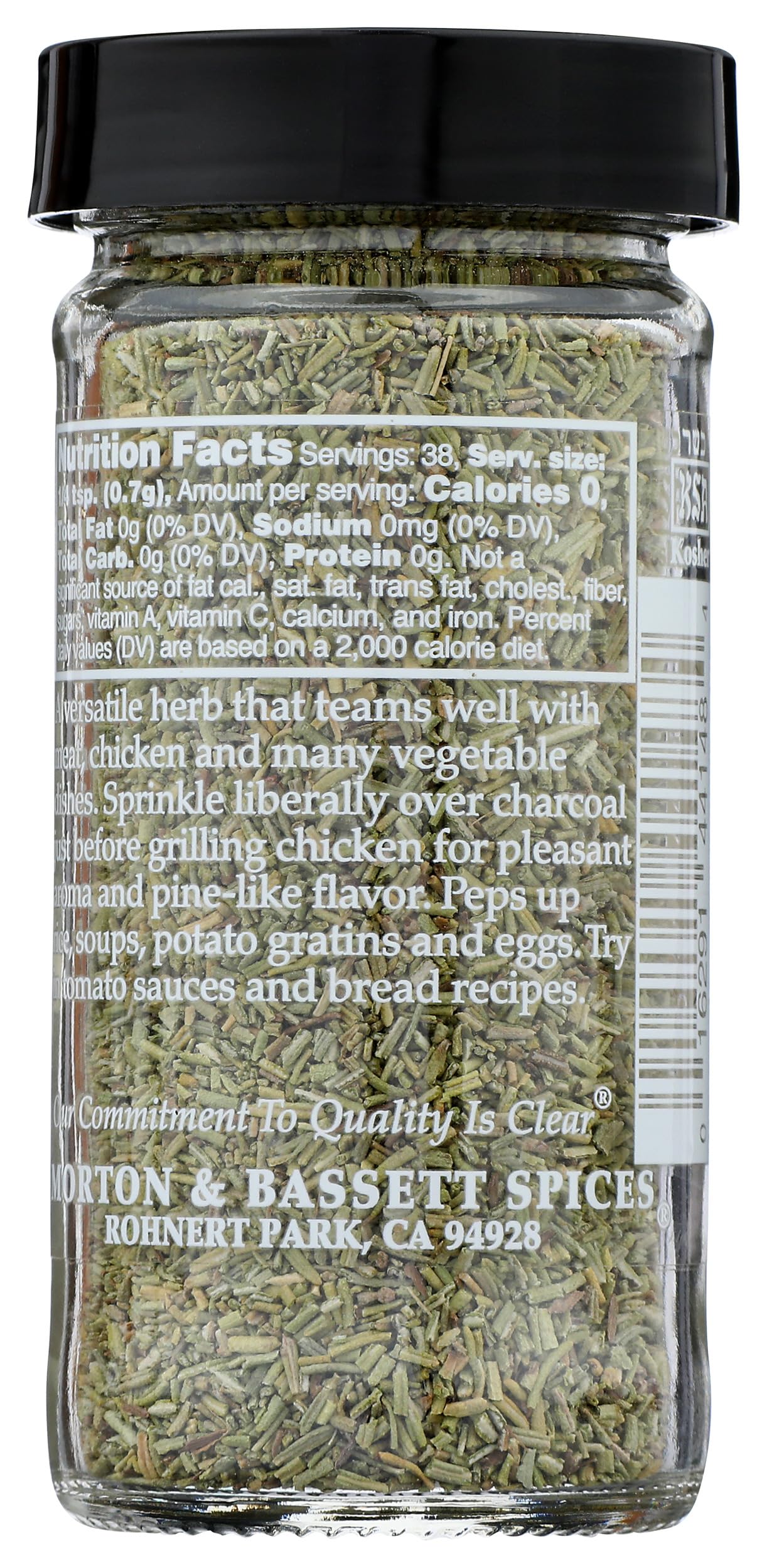 Morton & Bassett Rosemary, 1 oz - Non-GMO, Salt-Free, Fragrant Herb for Roasts, Sauces & Mediterranean Recipes