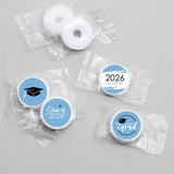 Big Dot of Happiness 2026 Light Blue Graduation Party Round Candy Sticker Favors - Labels Fit Chocolate Candy (1 Sheet of 108)