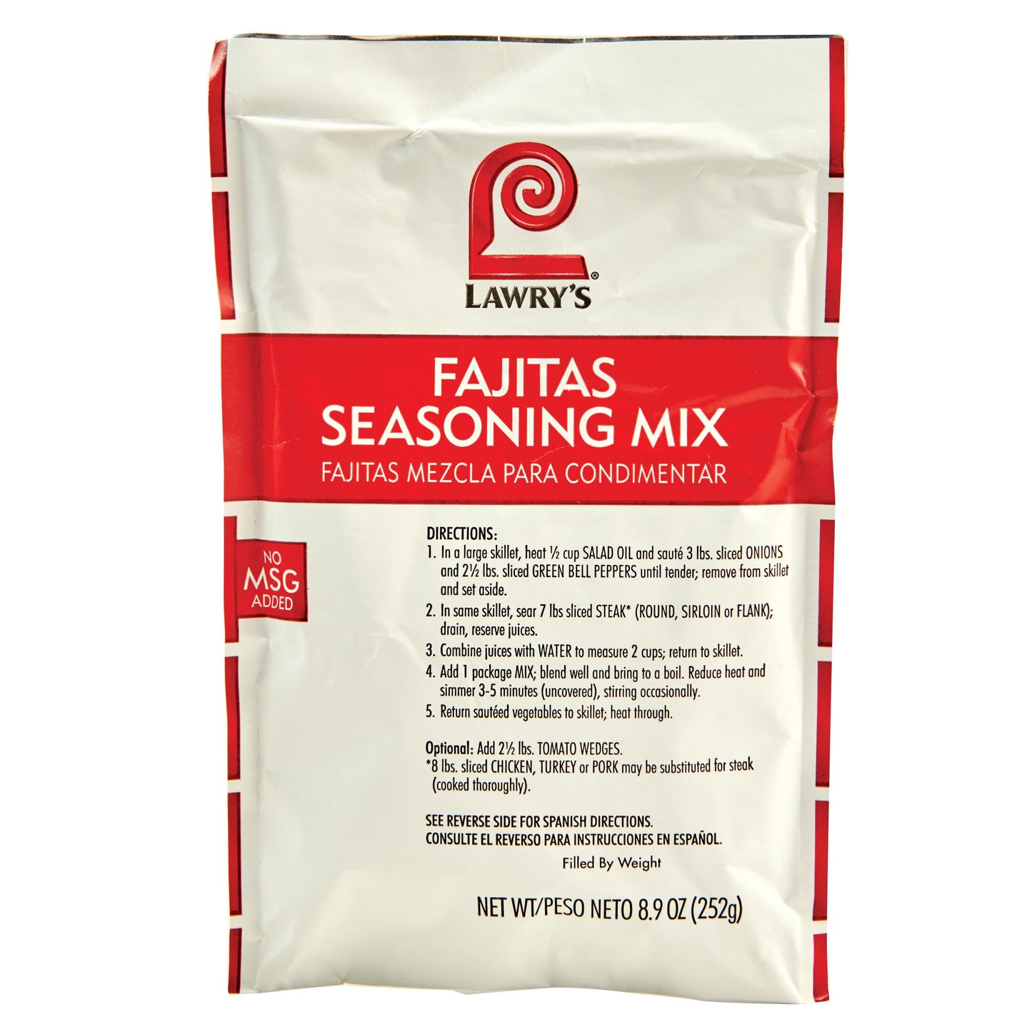 Lawry's Fajitas Seasoning Mix, 8.9 oz - One 8.9 Ounce Packet of Fajita Seasoning Mix to Flavor Steak, Chicken, Rice Jambalaya, Fajitas and More